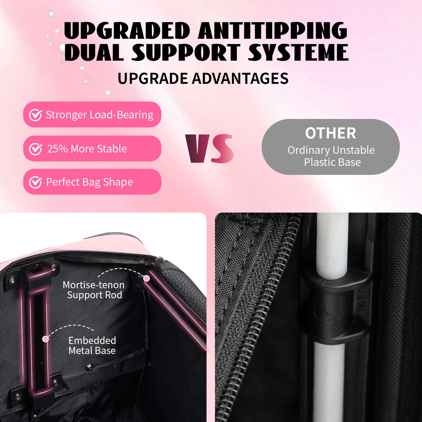 Fegat Dance Bag with Garment Rack,23" Newly Upgraded Rolling Dance Bag With 360° Detachable Wheels,Large Travel Dance Duffle Bag for Dancers Shows Livestreamer Athletes