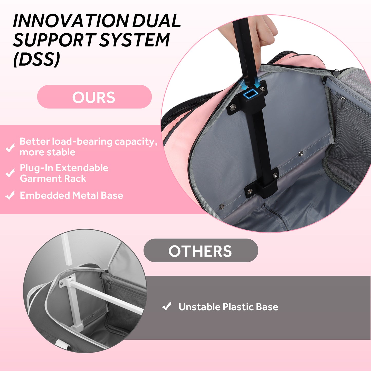 Fegat Dance Bag with Garment Rack - 28"Collapsible Rolling Competition Dance Duffle Bag Lightweight Costume Wheeled Suitcase for Dancers Shows Livestreamer Athletes