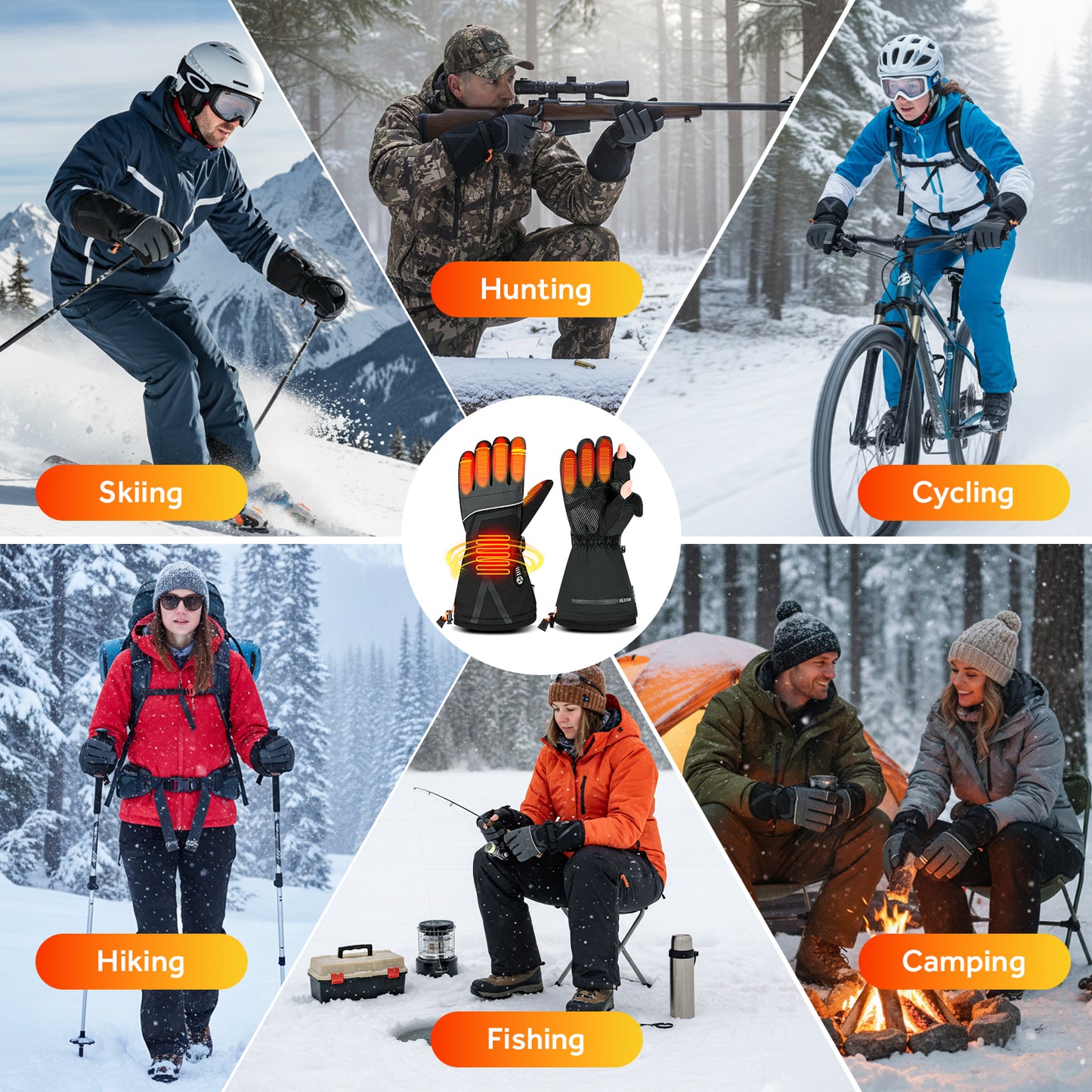 Lobmouse Heated Gloves for Men Women,Electric Rechargeable Waterproof Touchscreen Winter Gloves,2.5-Hour Fast Charging,for Camping, Ski, Fishing,Snowboard