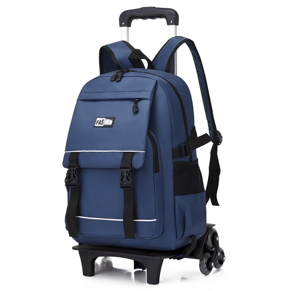 IvyH Rolling Backpack, 18" Lightweight Wheeled Backpack 6 Wheels Unisex Large Luggage Backpacks,Blue