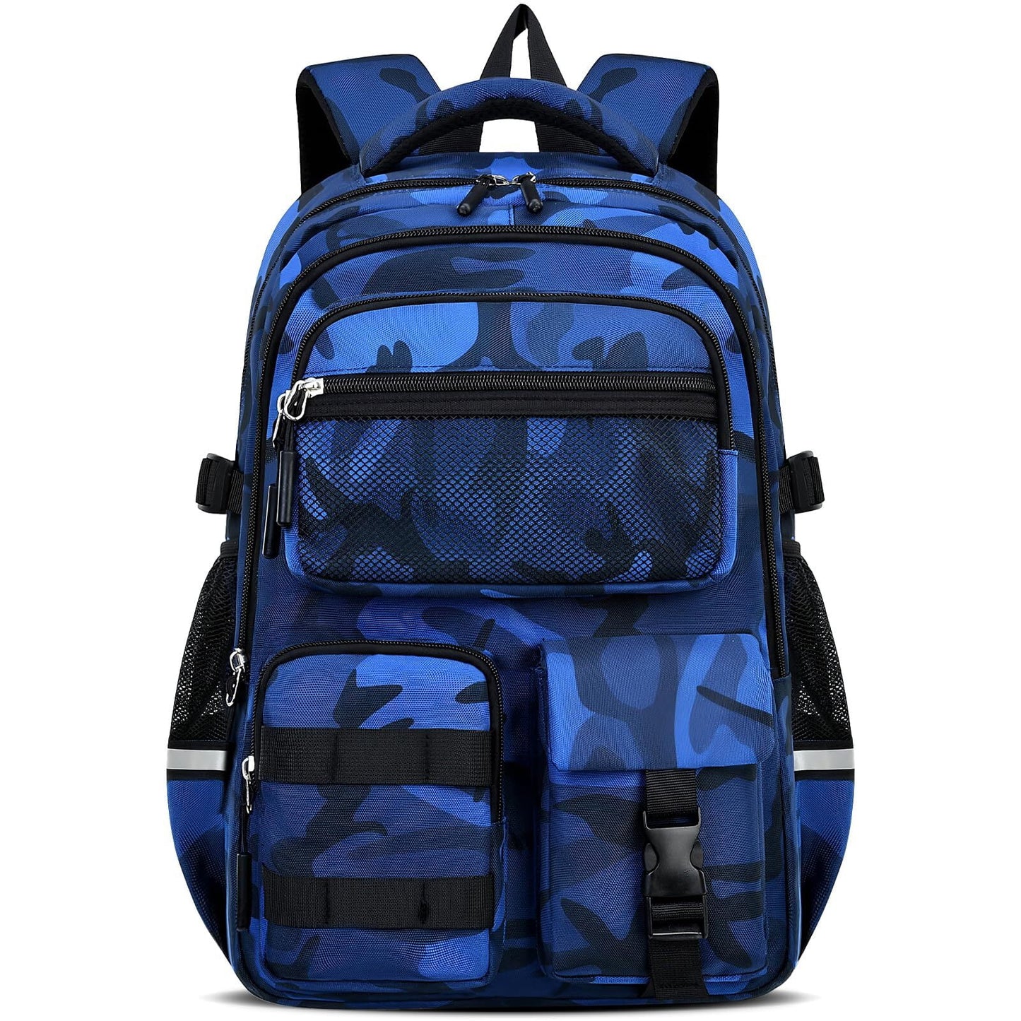 Boys School Backpack for Grades 1-5, Camouflage Water-Repellent Bookbag with Reflective Strips, Breathable School Bag for Elementary Middle Students,22L
