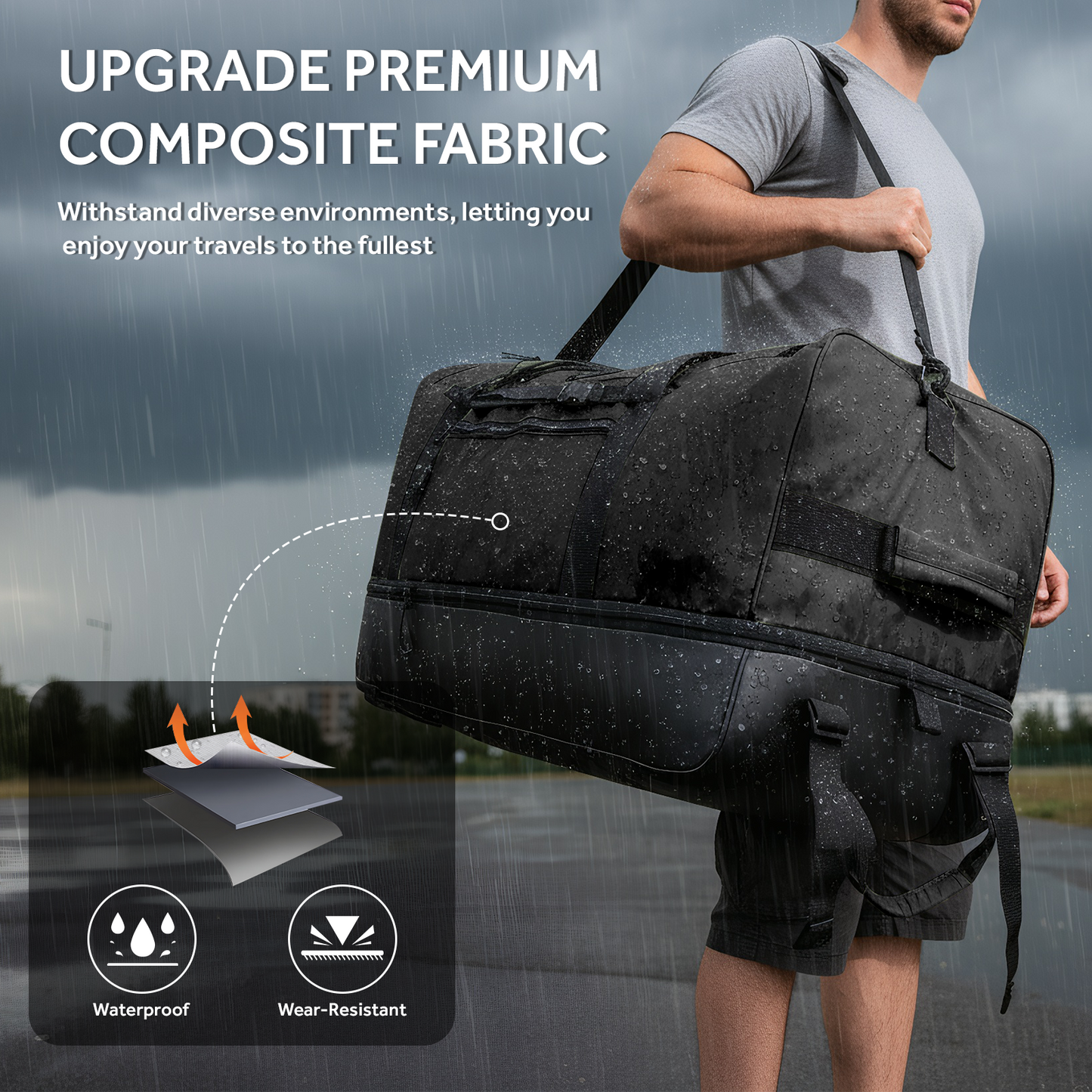 Fegat Foldable Rolling Duffel Bag,30'' Travel Duffel Bag Expandable 100L-120L Heavy Loads Design,Large Waterproof Wheeled Bag for Travel with Straps & Lock