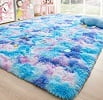 OldPAPA Fluffy Rugs for Living Room, Washable Rugs, 3x5 Area Shag Rugs for Bedroom, Girls Boys Room Decor,Upgrade Anti-Skid Small Carpet for Home Decor Aesthetic, Rainbow Color