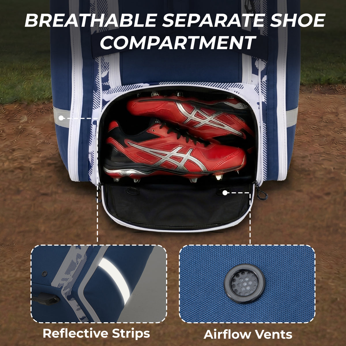 Fegat Rolling Baseball Bag with Wheels,100L Large Softball Bag Catchers Gear Bags for 8 Bats,Equipment Bag with 5 Fence Hooks,Reflective Strip,Shoe Compartment,Holds All Softball Baseball Equipment