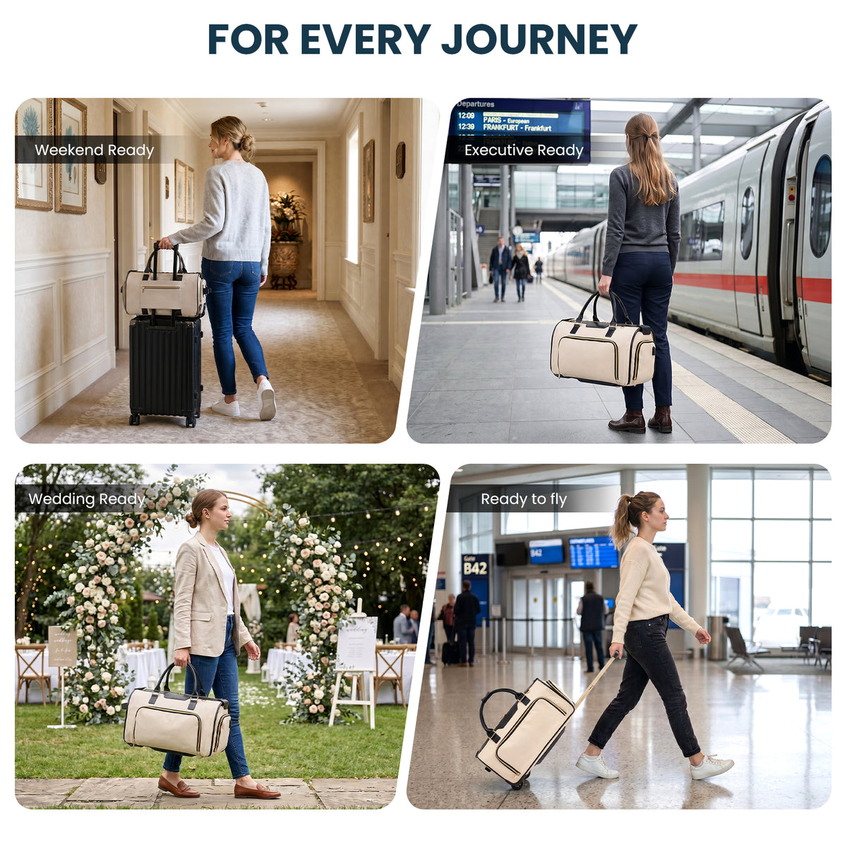 Rolling Garment Bag for Travel,3-in-1 Carry On Luggage with Wheels & Shoe Compartment,Detachable Bag,Large Suitcase Suit Business Duffle Bag,Organize for Suits, Dresses,Gowns