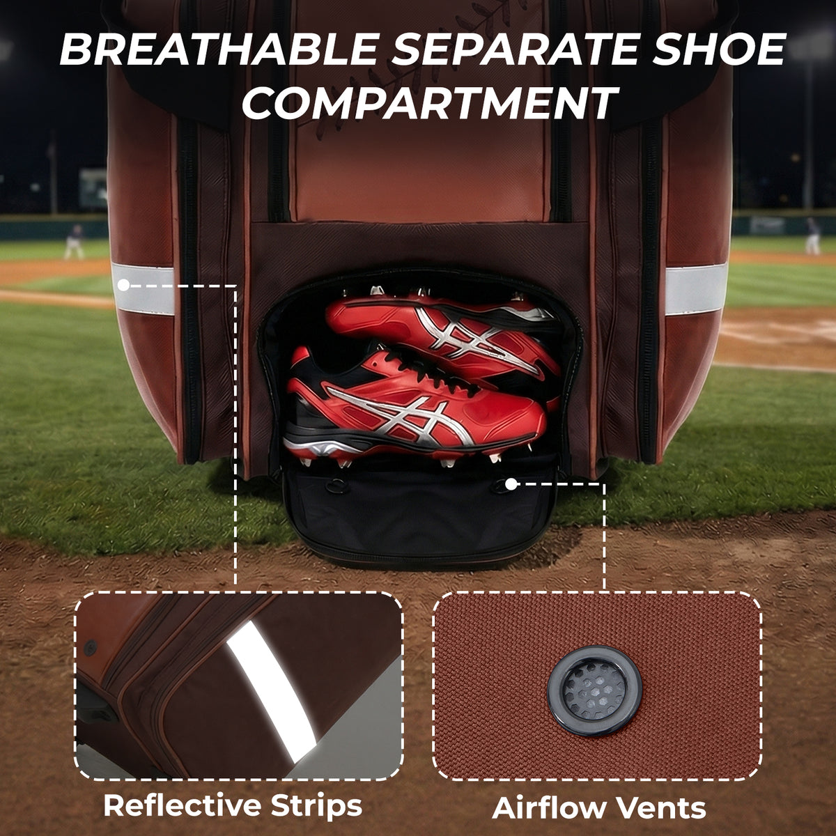Fegat Rolling Baseball Bag with Wheels,100L Large Softball Bag Catchers Gear Bags for 8 Bats,Equipment Bag with 5 Fence Hooks,Reflective Strip,Shoe Compartment,Holds All Softball Baseball Equipment