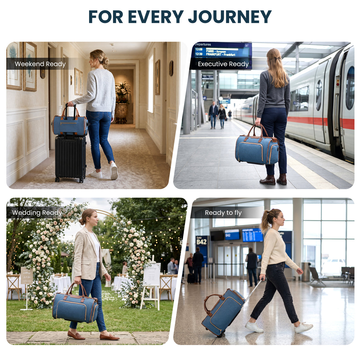 Rolling Garment Bag for Travel,3-in-1 Carry On Luggage with Wheels & Shoe Compartment,Detachable Bag,Large Suitcase Suit Business Duffle Bag,Organize for Suits, Dresses,Gowns