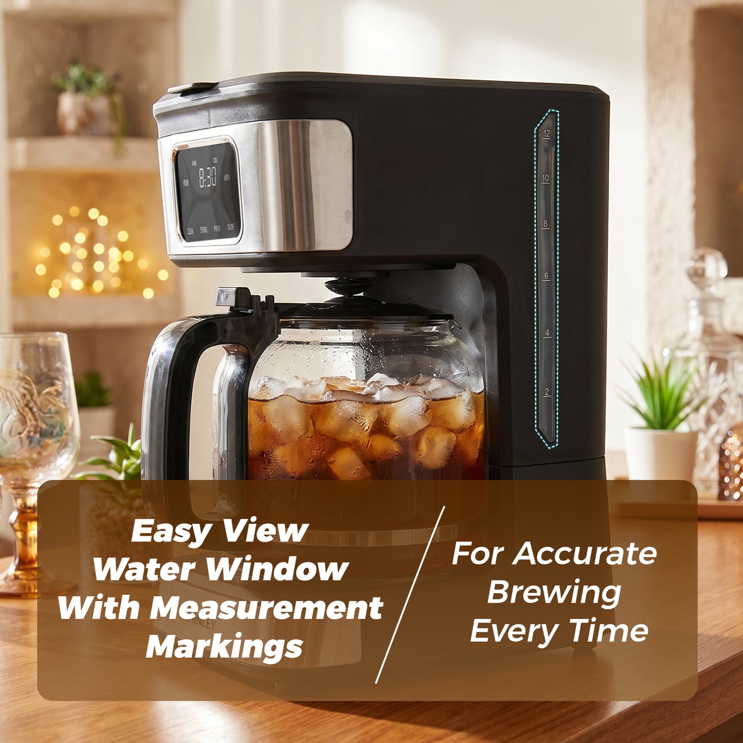Kuhitley 12 Cup Drip Coffee Maker, 950W Automatic Coffee Machine with Programmable Timer, Strong Brew, 2-Hour Keep Warm & Auto Shut Off, 1.8L for Home Kitchen Daily Use,Black，CM-135ES2