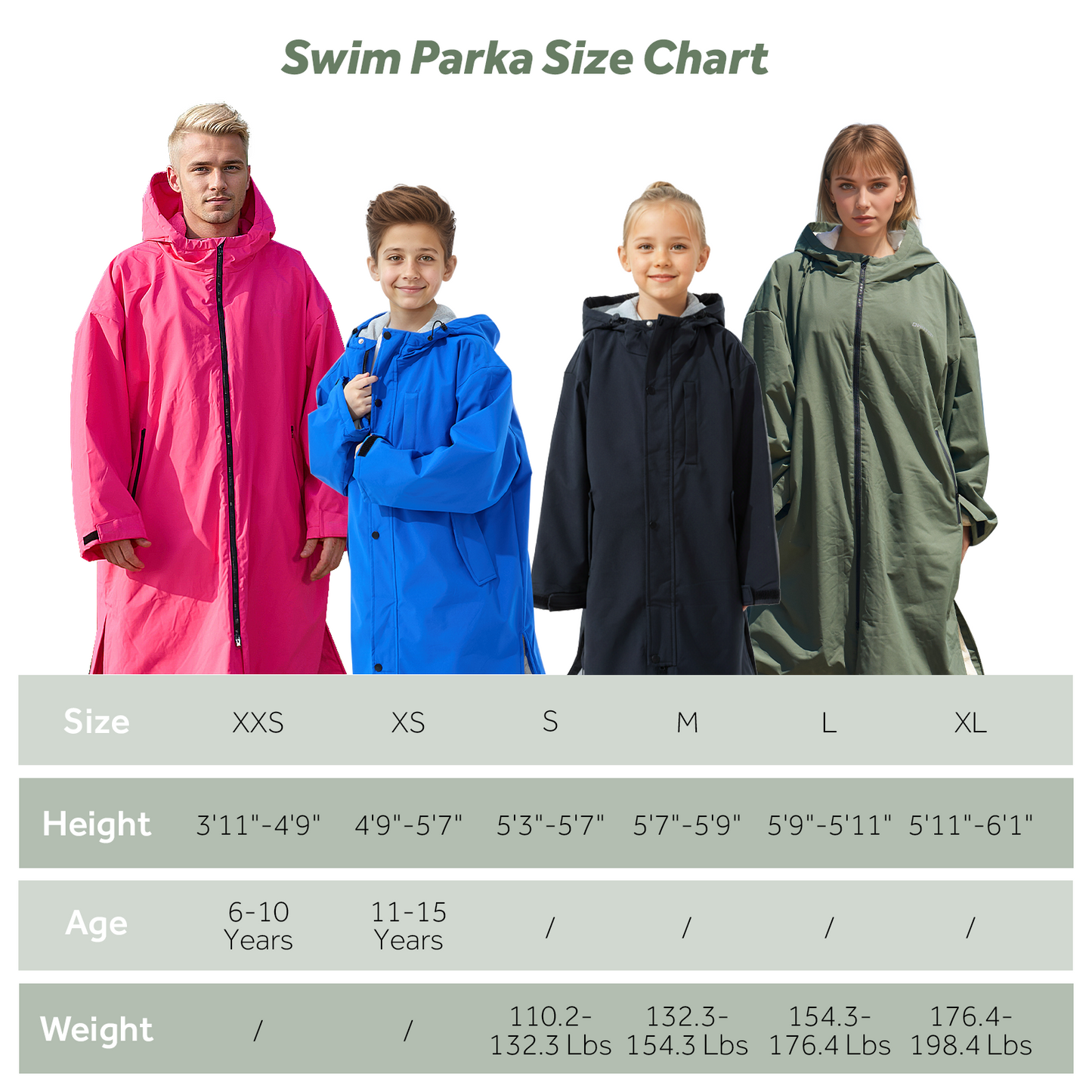 Lobmouse Swim Parka for Adult and Kids,Unisex Fleece Lined Hooded Swim Jacket,Waterproof Windproof Versatile Warm Coat Oversized Bat Wing Changing Poncho for Surfing Swimming