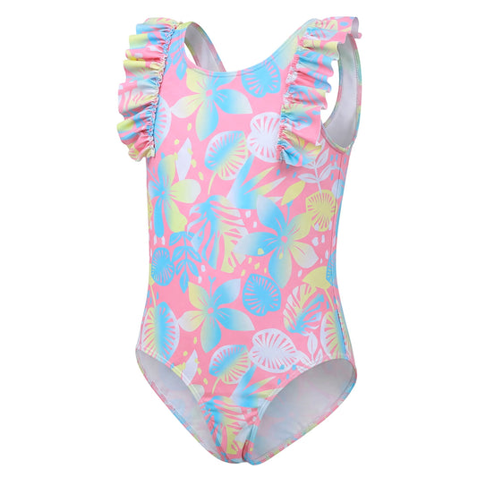 Girls One Piece Swimsuits Toddler Ruffled Cute Girls Bathing Suit Summer Beach 6T Swimsuit Girls