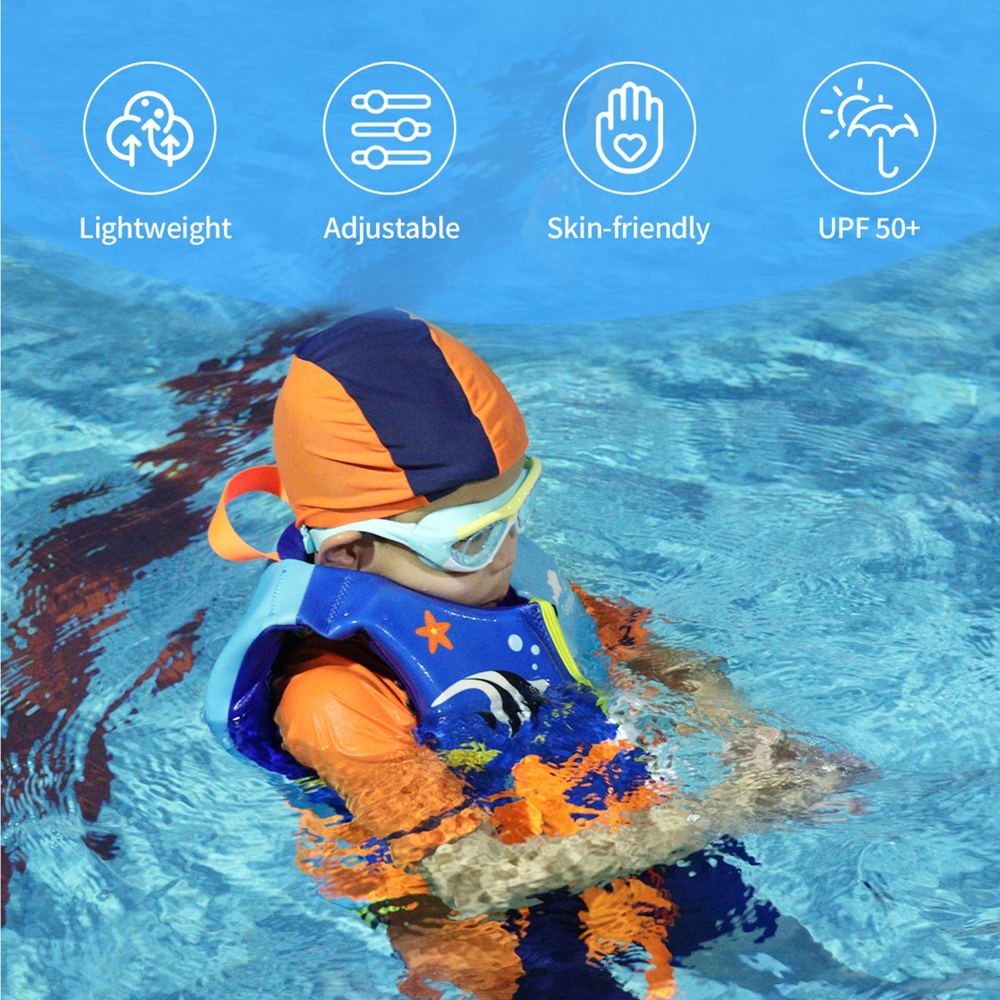 Gogokids Kids Swim Vest Flotation Life Jacket Bouyancy Swimwear with Adjustable Harness,30-50 lbs Pink