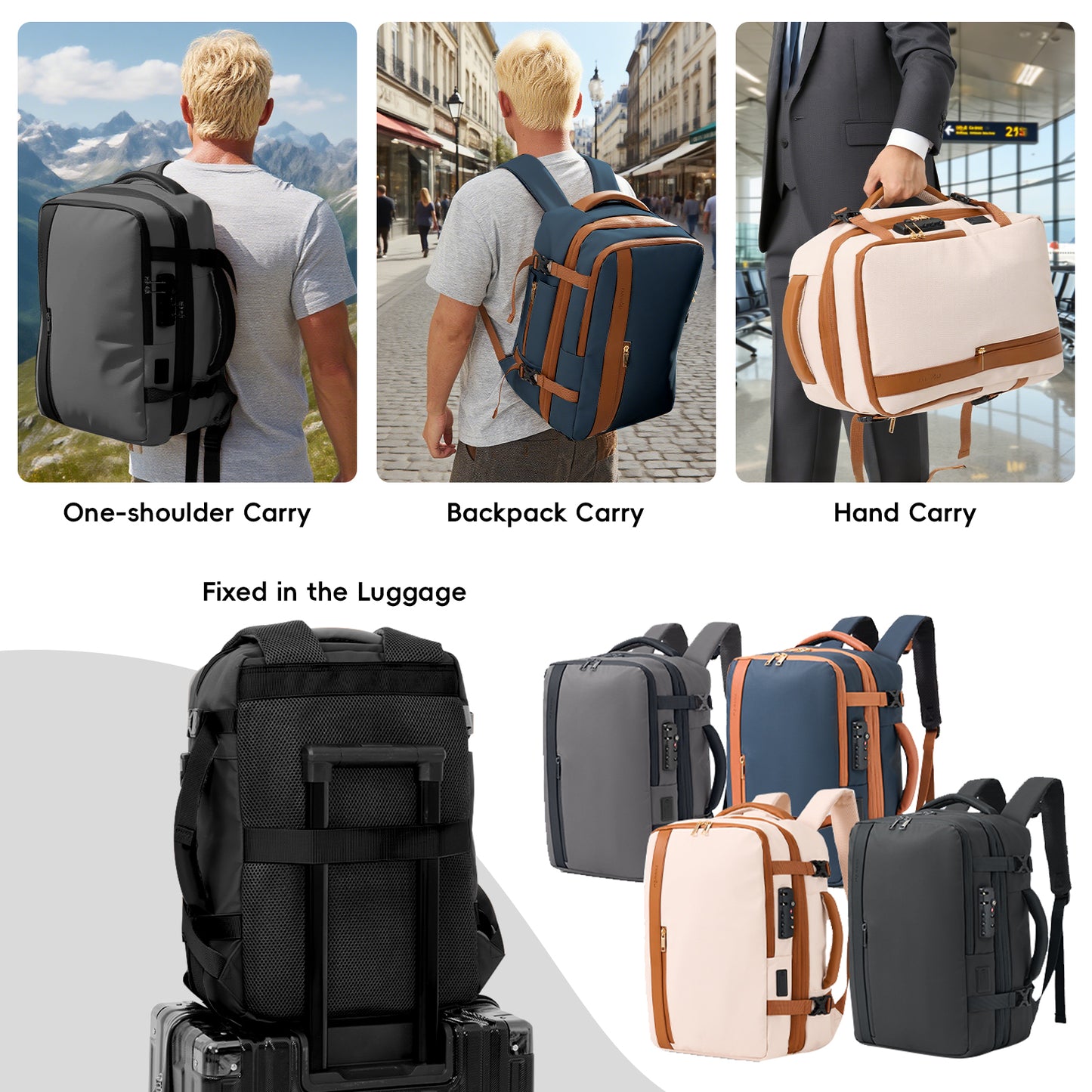 Fegat Vacuum Backpack for Travel,60L Expandable Compression Bag with Pump & TSA Lock,Vacuum Seal Backpack Flight Approved,Airbag Personal Item Carry on Backpacks for Travel Business