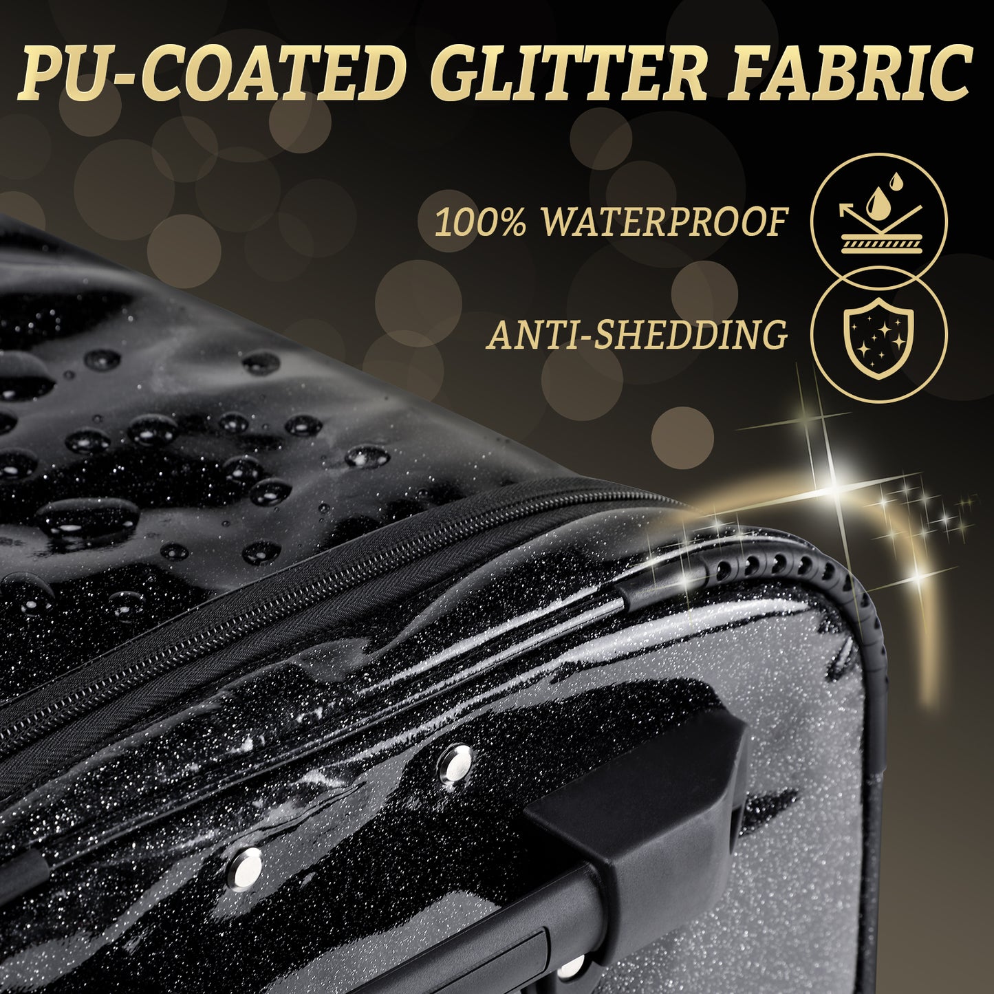 Fegat 28" Dance Bag with Garment Rack,Upgraded Collapsible Glittering Rolling Competition Dance Duffle Bag Lightweight Wear-Resistant Costume Wheeled Suitcase for Dancers Shows,Black