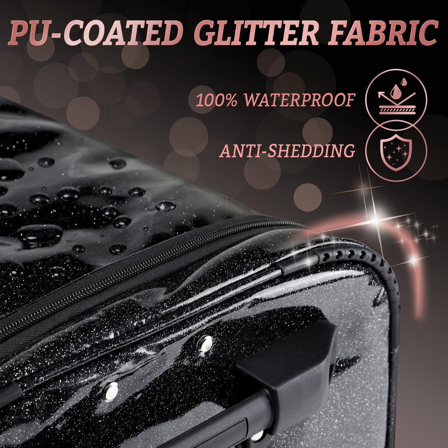 Fegat 28" Dance Bag with Garment Rack,Upgraded Collapsible Glittering Rolling Competition Dance Duffle Bag Lightweight Wear-Resistant Costume Wheeled Suitcase for Dancers Shows,Black