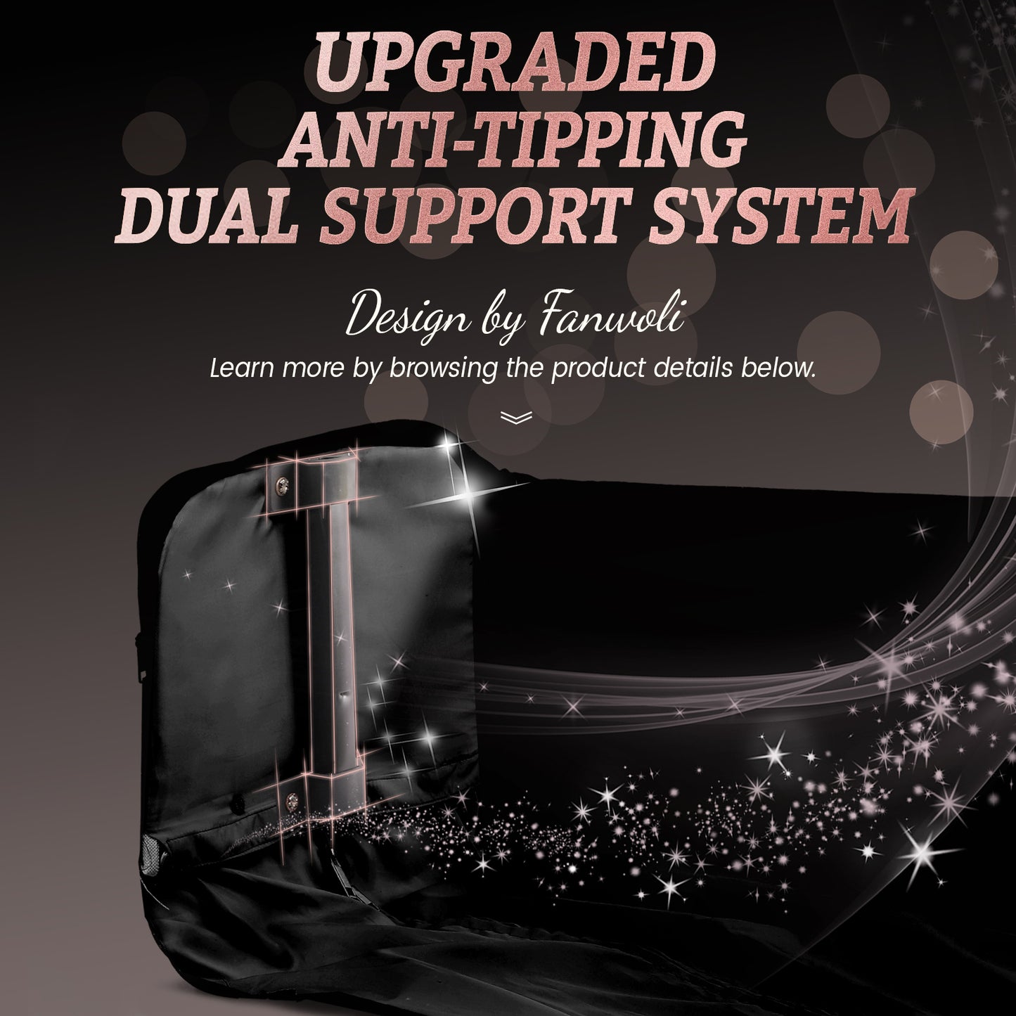 Fegat 28" Dance Bag with Garment Rack,Upgraded Collapsible Glittering Rolling Competition Dance Duffle Bag Lightweight Wear-Resistant Costume Wheeled Suitcase for Dancers Shows,Black