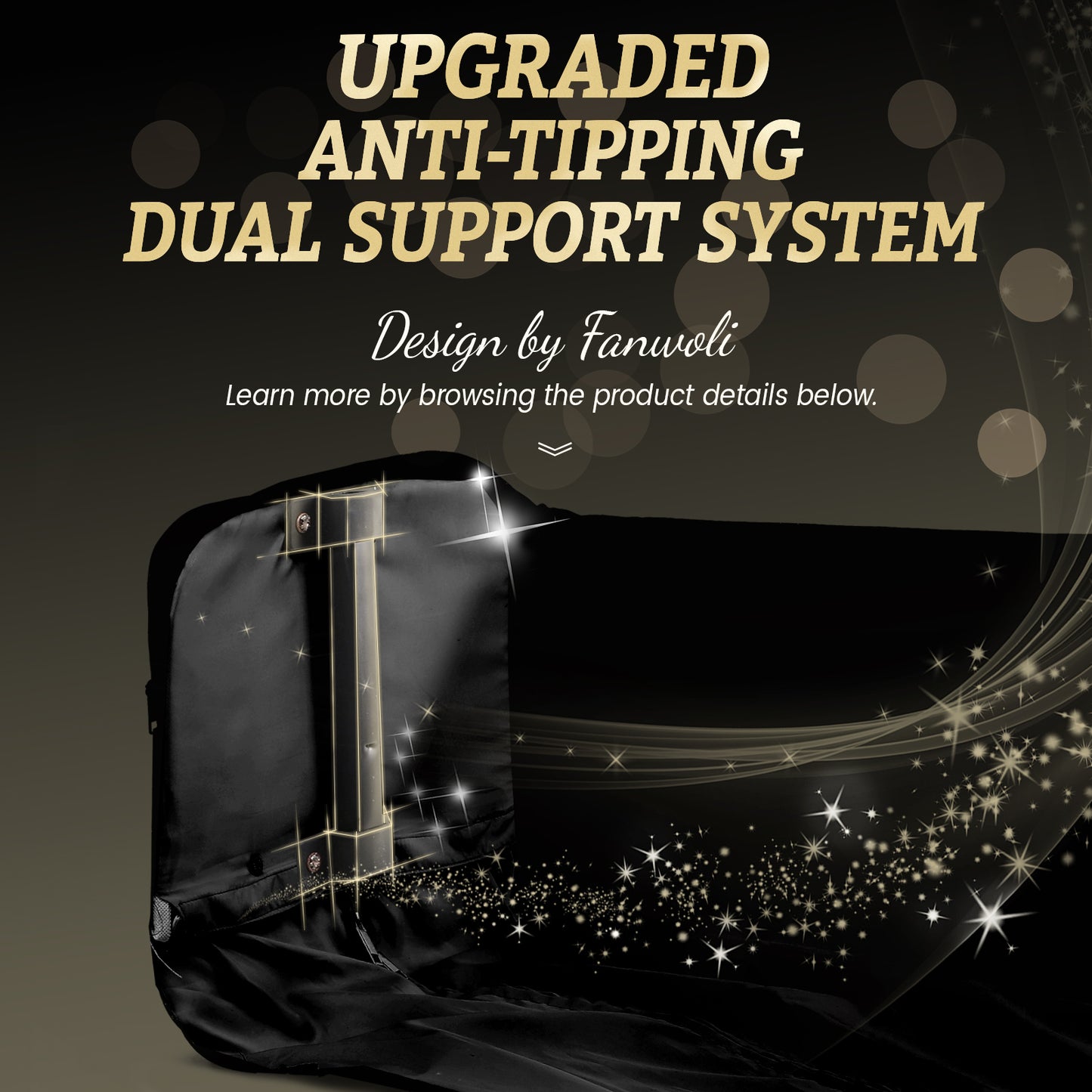 Fegat 28" Dance Bag with Garment Rack,Upgraded Collapsible Glittering Rolling Competition Dance Duffle Bag Lightweight Wear-Resistant Costume Wheeled Suitcase for Dancers Shows,Black