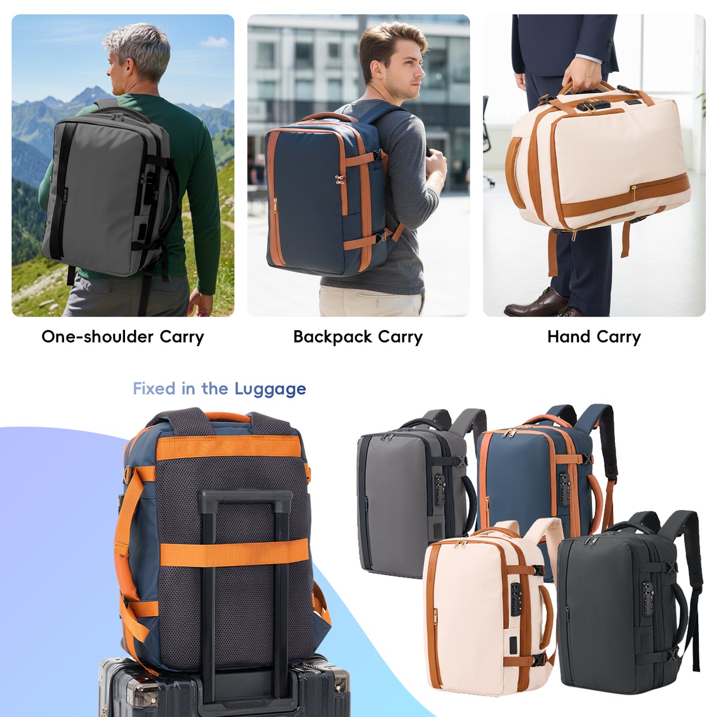 Fegat Vacuum Backpack for Travel,60L Expandable Compression Bag with Pump & TSA Lock,Vacuum Seal Backpack Flight Approved,Airbag Personal Item Carry on Backpacks for Travel Business