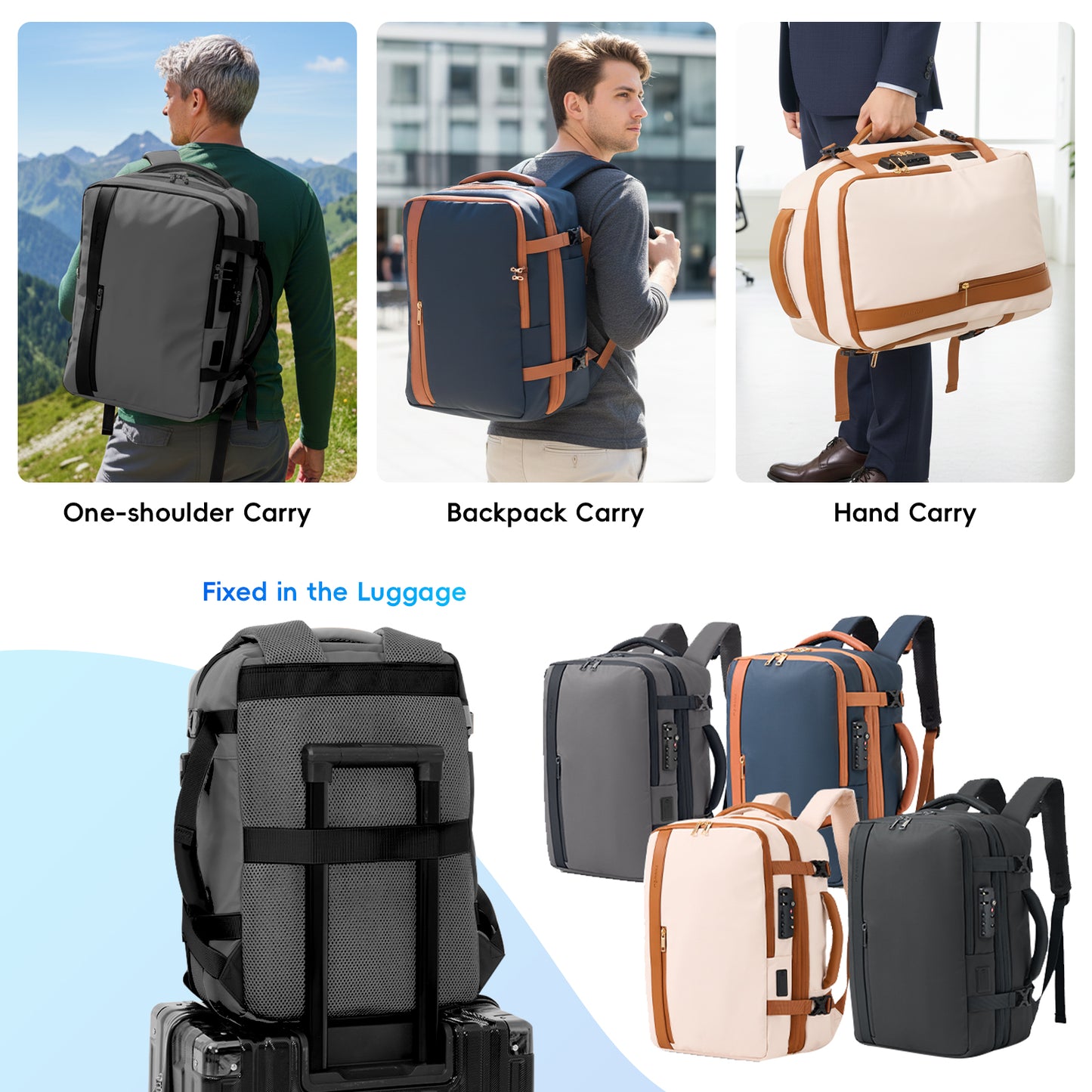 Fegat Vacuum Backpack for Travel,60L Expandable Compression Bag with Pump & TSA Lock,Vacuum Seal Backpack Flight Approved,Airbag Personal Item Carry on Backpacks for Travel Business