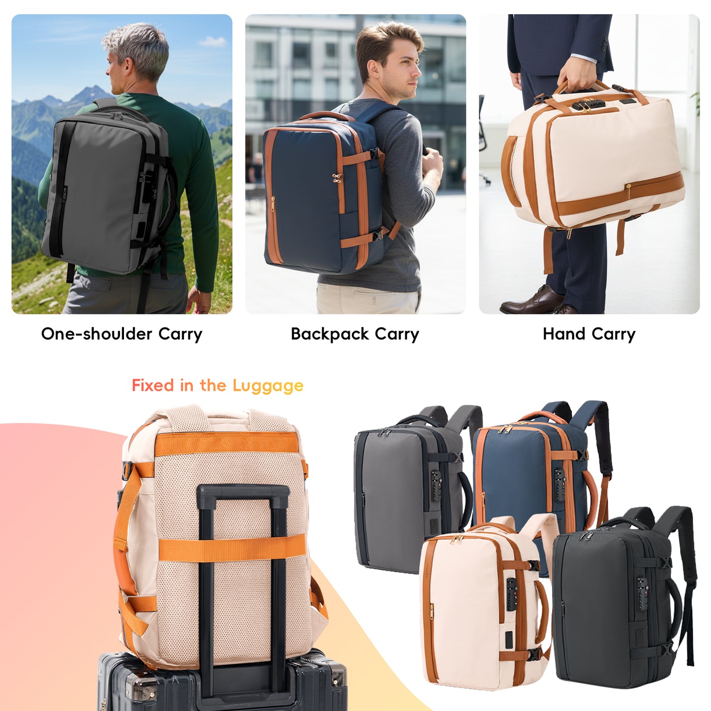 Fegat Vacuum Backpack for Travel,60L Expandable Compression Bag with Pump & TSA Lock,Vacuum Seal Backpack Flight Approved,Airbag Personal Item Carry on Backpacks for Travel Business