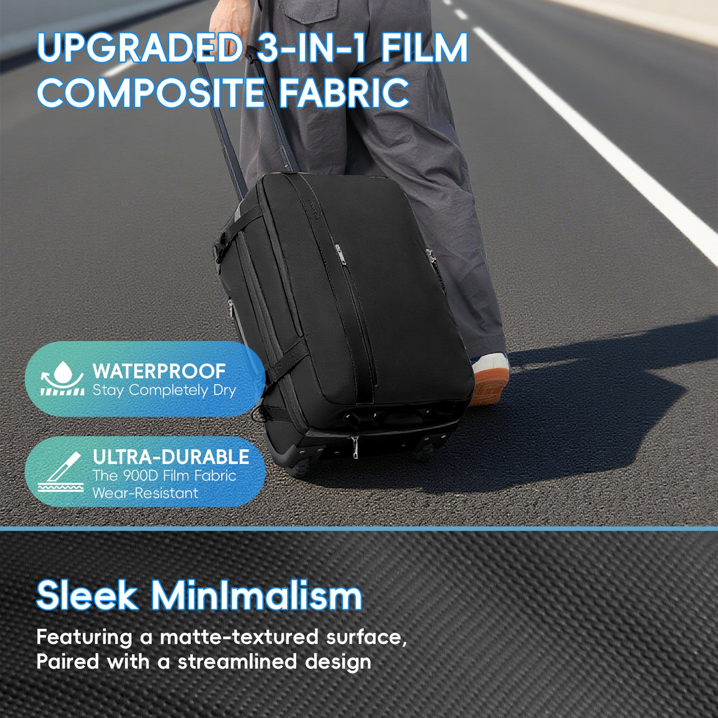 Fegat Rolling Vacuum Travel Backpack, 70L Expandable Compression Bag with Vacuum Pump,TSA Lock,Waterproof Carry on Luggage Vacuum Seal Backpacks Flight Approved for Travel Business Casual