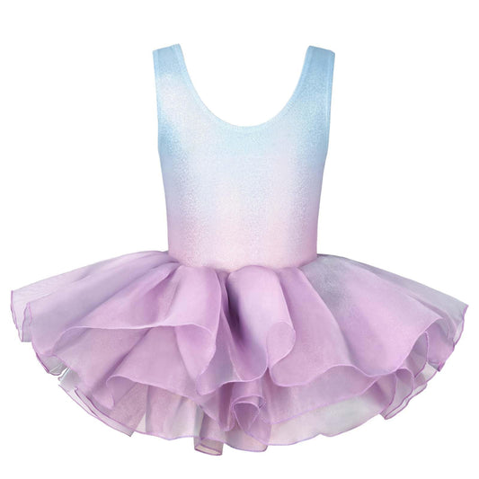 Girls Ballet Leotards with Removable High Low Skirt Toddler Sleeveless Hollow Back Dance Outfit Combo