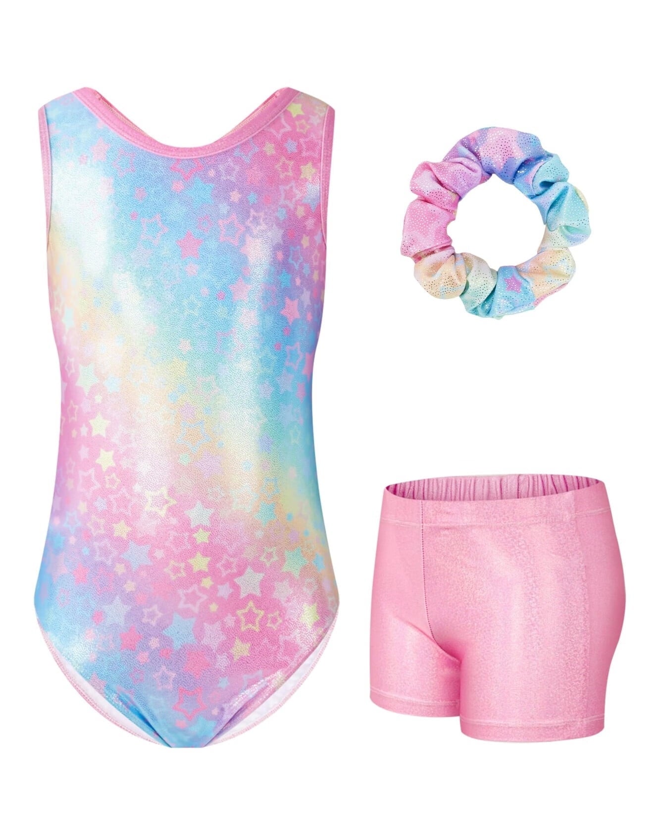 Gymnastics Leotards for Girls,Sleeveless Sparkly Dance Biketards with Shorts Ballet Tumbling Outfit for 3-12 Years
