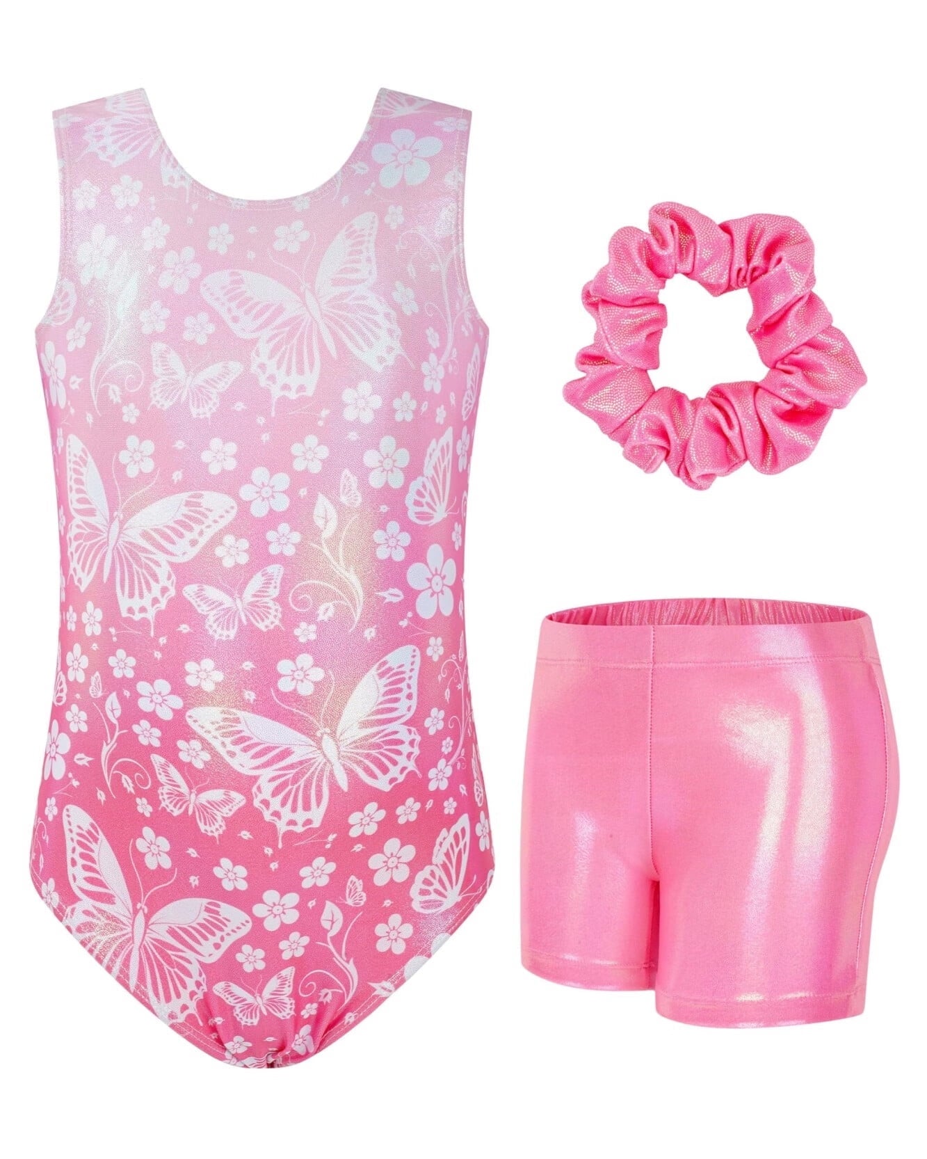 Gymnastics Leotards for Girls,Sleeveless Sparkly Dance Biketards with Shorts Ballet Tumbling Outfit for 3-12 Years