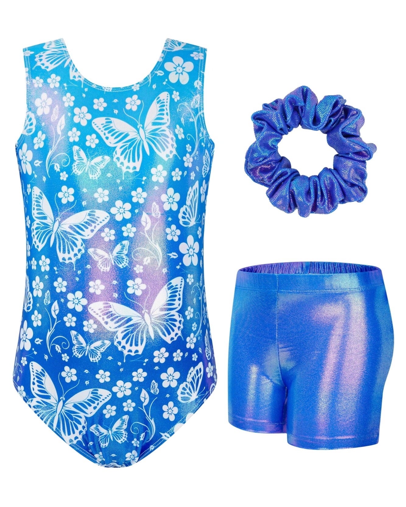 Gymnastics Leotards for Girls,Sleeveless Sparkly Dance Biketards with Shorts Ballet Tumbling Outfit for 3-12 Years