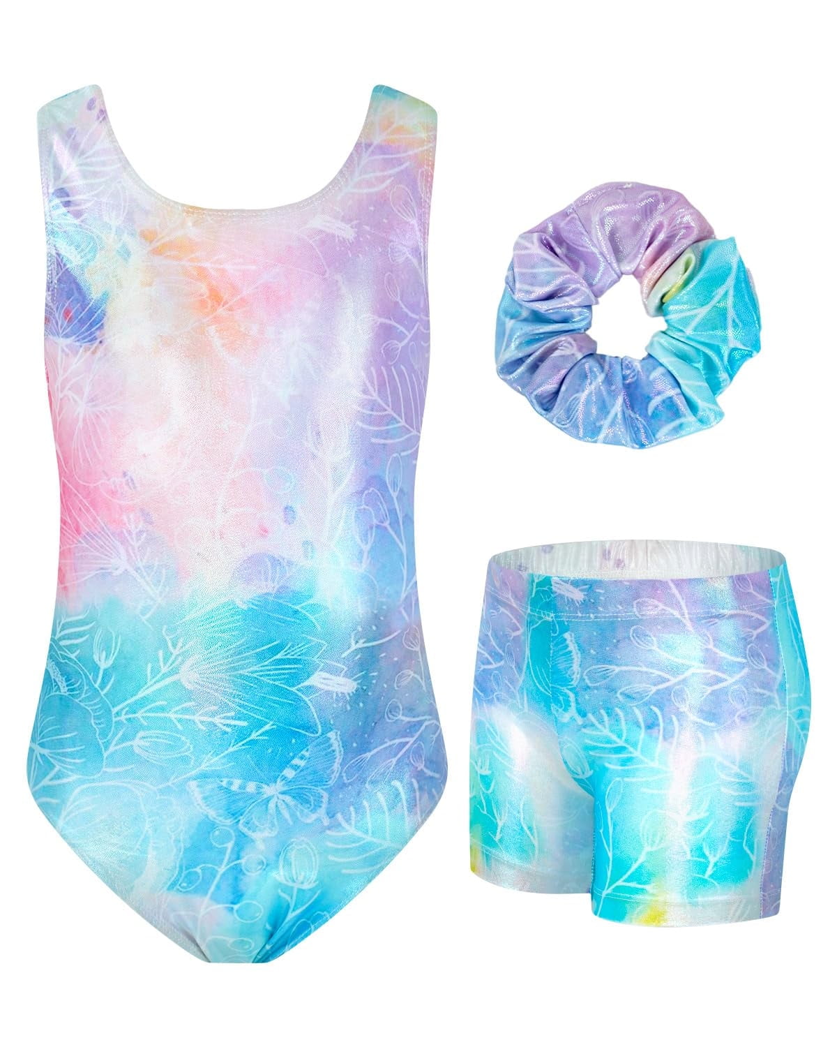 Gymnastics Leotards for Girls,Sleeveless Sparkly Dance Biketards with Shorts Ballet Tumbling Outfit for 3-12 Years