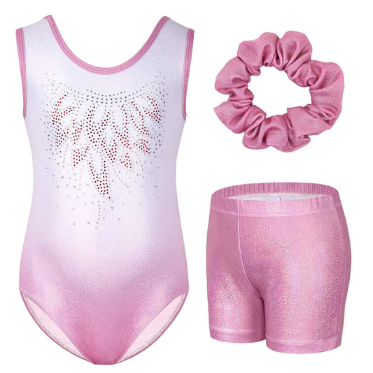 Gymnastics Leotards for Girls Sparkle One-piece Design Dancing Athletic Leotards 3-12Years