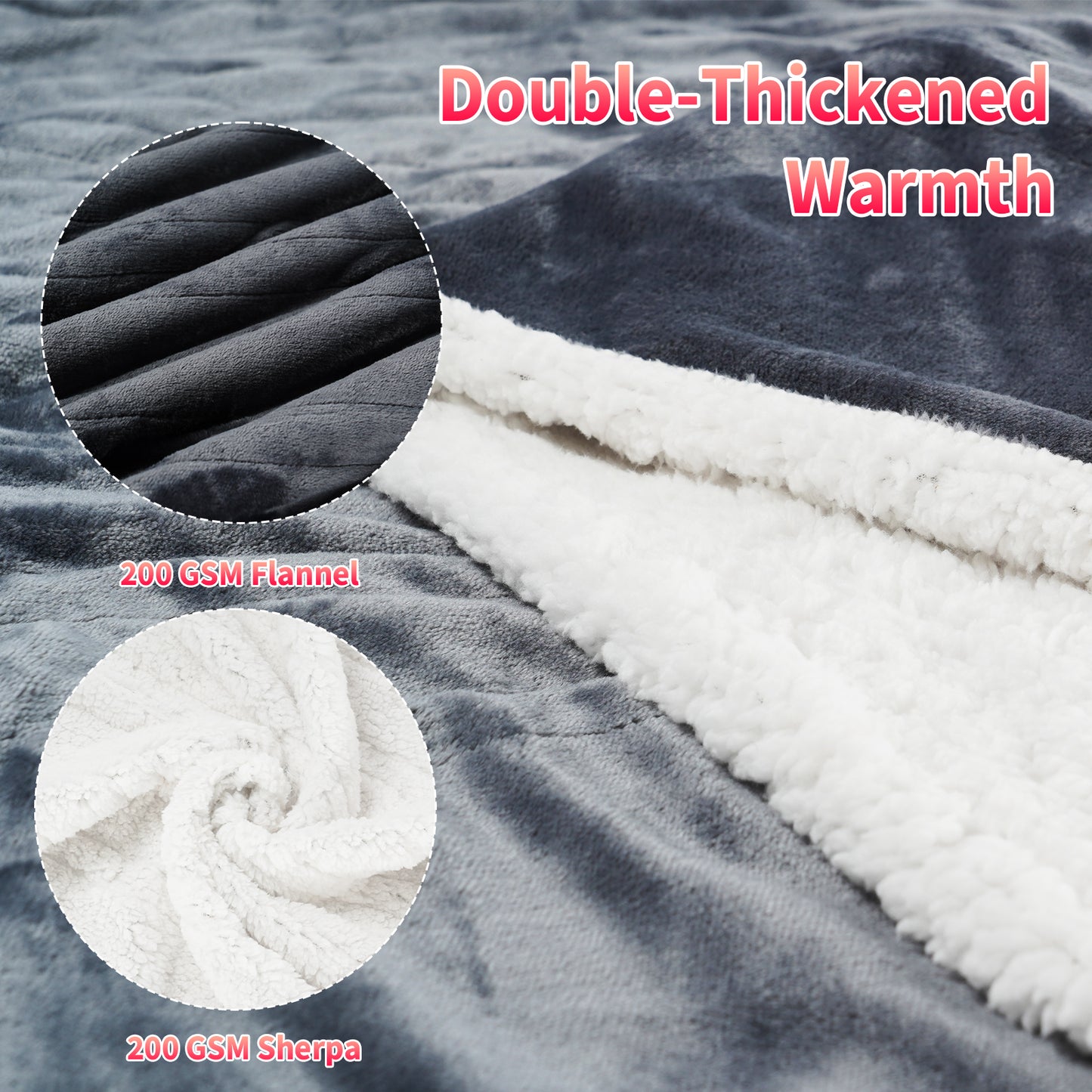 Ominelu Electric Heated Blanket - Wearable Heating Blanket Throw with Foot Pockets & Sleeves Flannel & Sherpa Wearable Blanket 6 Heating Levels & Timer Snuggle Blankets for Home/Office