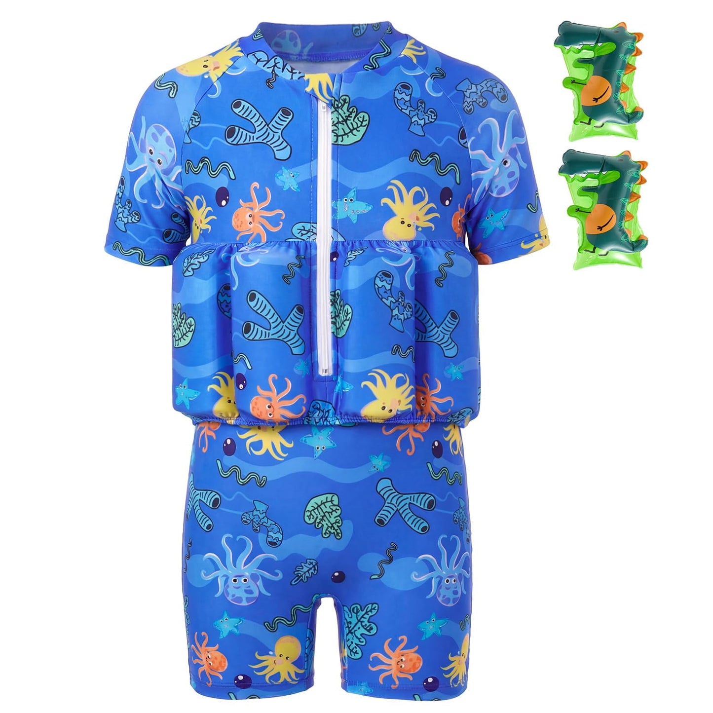 Koorium Toddler Swim Trainer Suit with Removable Floats, Baby Boy Girl Adjustable Buoyancy Swimsuit with UPF 50+ for Pool Beach
