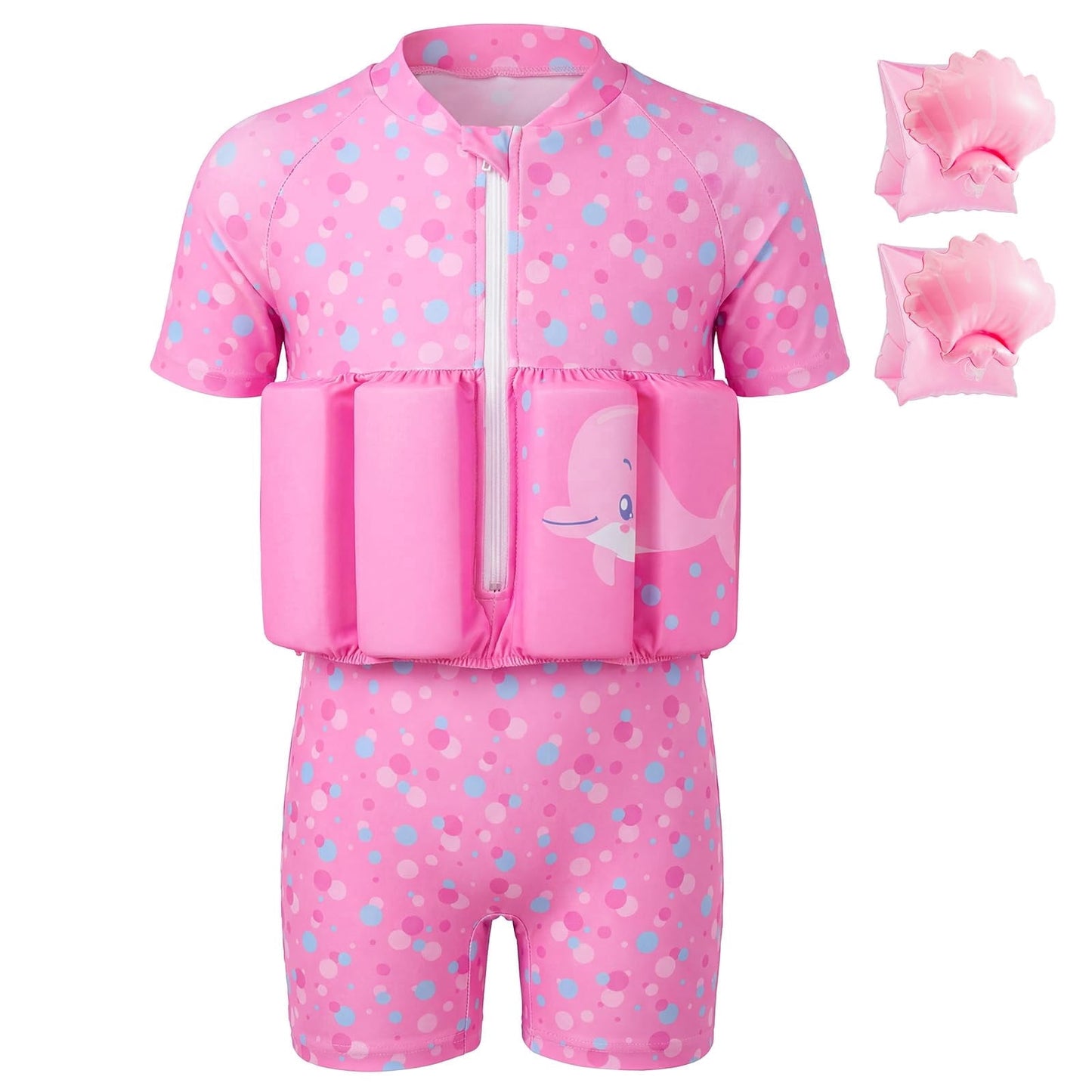 Koorium Toddler Swim Trainer Suit with Removable Floats, Baby Boy Girl Adjustable Buoyancy Swimsuit with UPF 50+ for Pool Beach