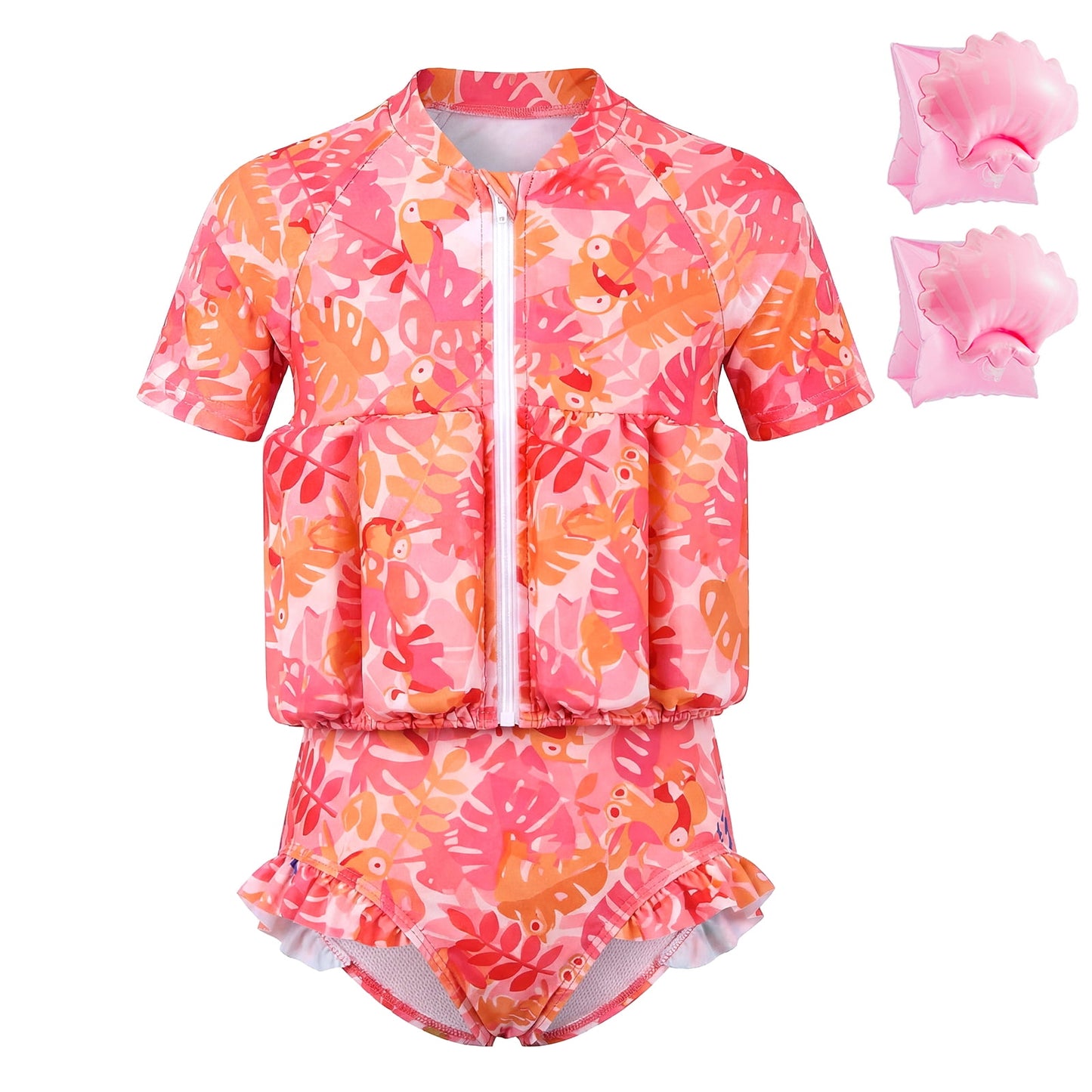 Koorium Toddler Floaties, One Piece Swimsuit with Bulit-in Floatation and Arm Wings for Boys and Girls