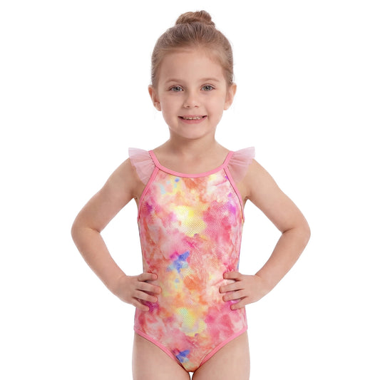 One Piece Mermaid Scale Print Swimwear Bikini Colorful Bathing Suits Cute Princess Beach Swimsuit Size 6T
