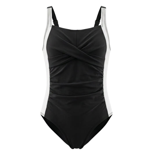 Girls One-Piece Crisscross Back Swimwear Sleeveless Swimsuit Ruched Color Block Bathing Suit for Girls Ages 9-10 Years