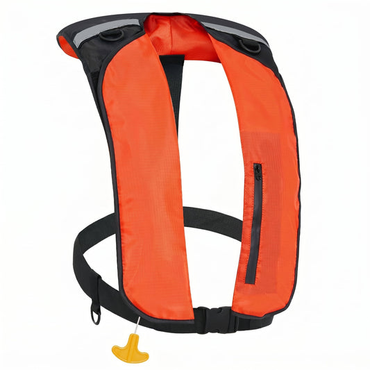 Koorium Life Jackets & Vests Manual Inflatable Swim Jacket, D-Ring Attachment, Storage Pocket with Zipper, 24g CO2 Cylinder Included, Low Profile for Kayak, Fishing, Paddle Sports