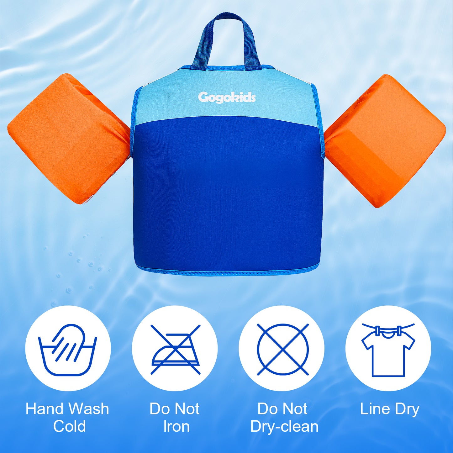 Gogokids Kids Swim Vest Toddler Armbands, Kids Jacket-style Swim Vest Floation with Two Arm Bands, Children Float Jacket for Boys Girls(2-6 Years)