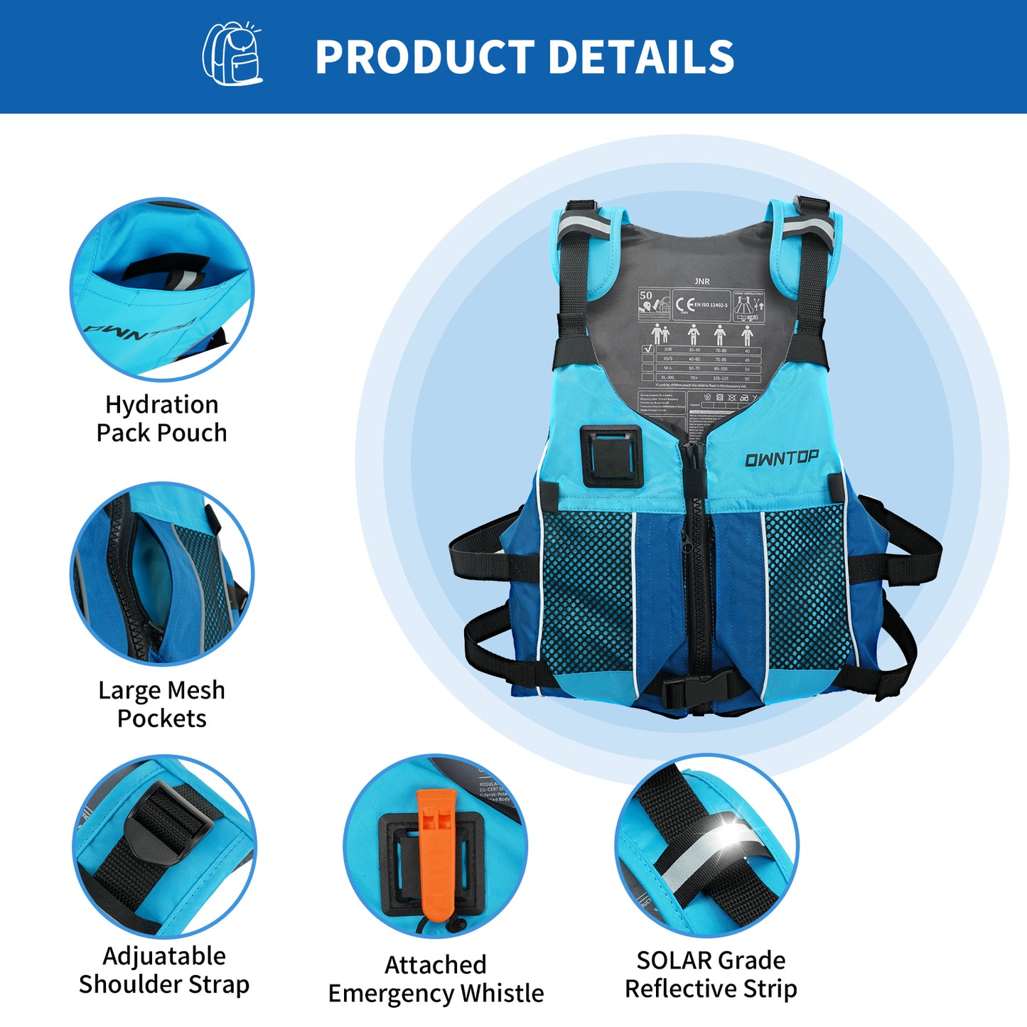 Koorium Life Jacket for Adult,Swim Vest for Men Women,Adults Life Jackets Dual Mesh Pockets Attached Whistle Buoyancy Aid for Fishing, Paddleboard, Kayaking, Boating