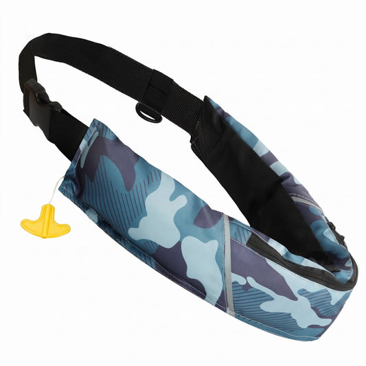 Koorium Manual Inflatable Belt Pack for Adults, Low Profile Swim Vest with CO2 Cartridge & Emergency Whistle, Lightweight PFD for Kayaking, Fishing, Boating