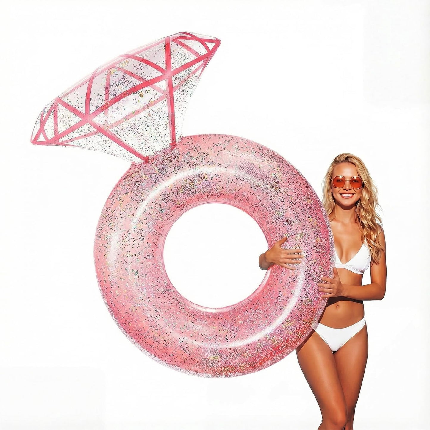 Koorium Inflatable Pool Ring Float Diamond Ring for Adults, Supports 265 lbs,36 Inch