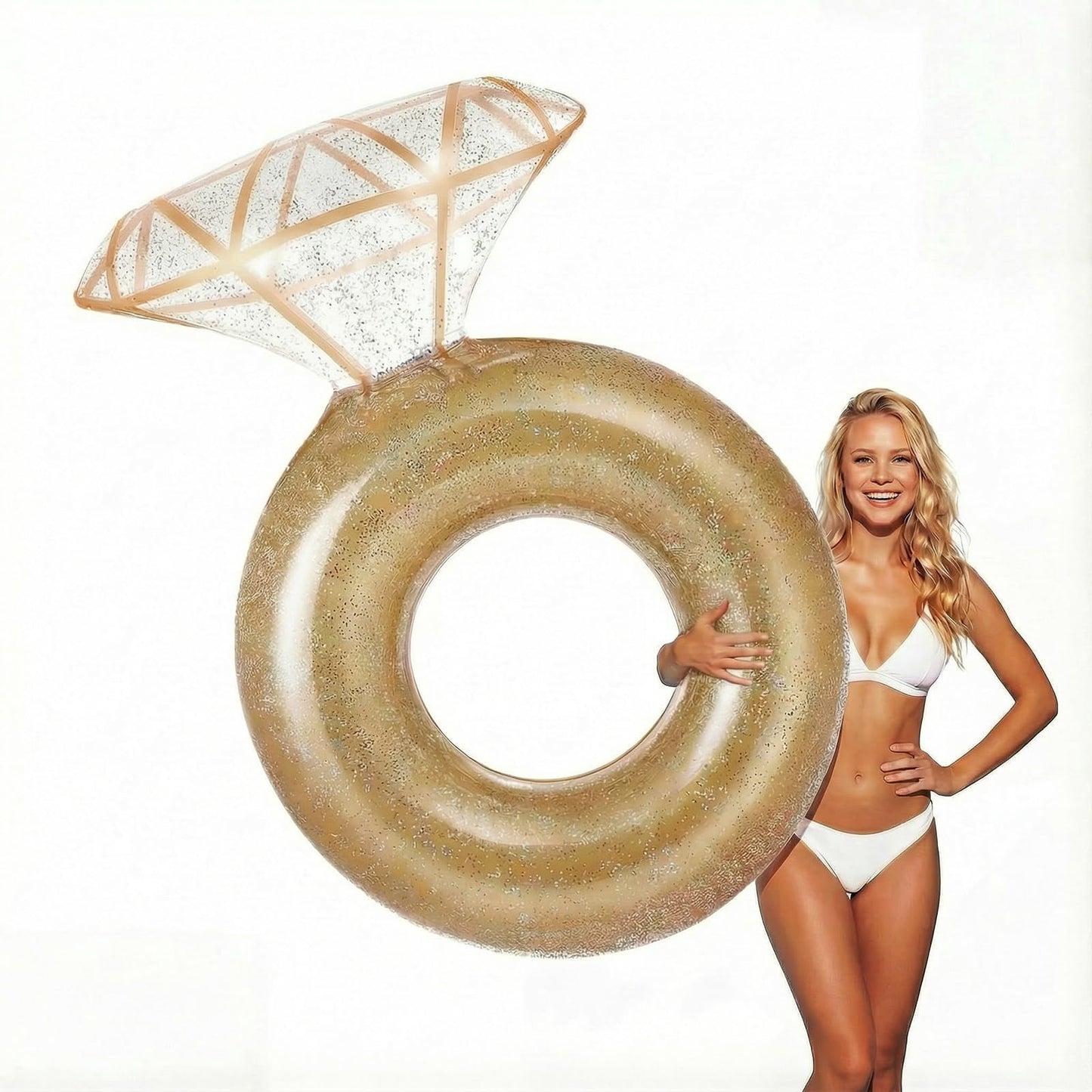 Koorium Inflatable Pool Ring Float Diamond Ring for Adults, Supports 265 lbs,36 Inch