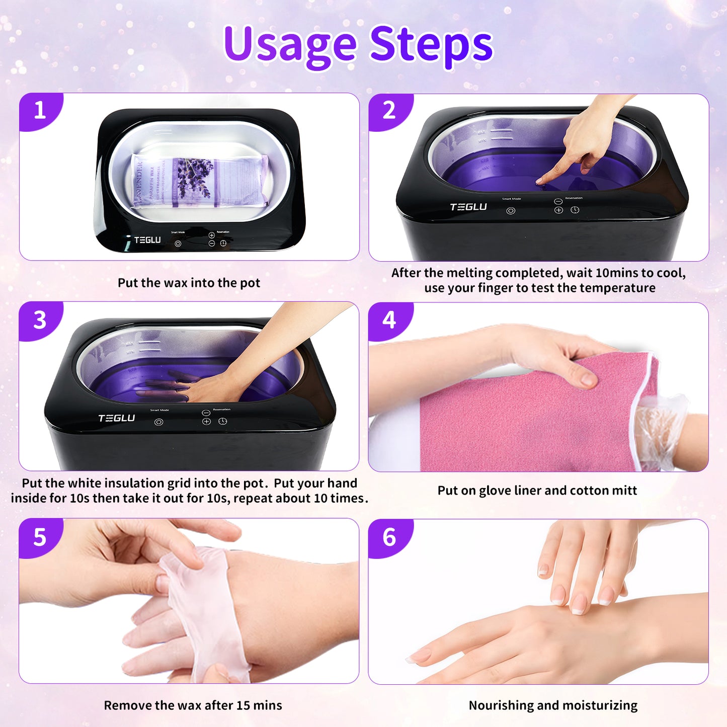 Paraffin Wax Machine for Hand and Feet 4000ML, Paraffin Bath Moisturizing Kit for Hand and Foot Spa at Home, Paraffin Wax Warmer Black