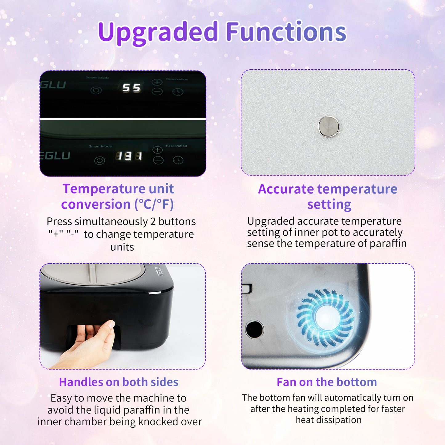 Paraffin Wax Machine for Hand and Feet 4000ML, Paraffin Bath Moisturizing Kit for Hand and Foot Spa at Home, Paraffin Wax Warmer Black