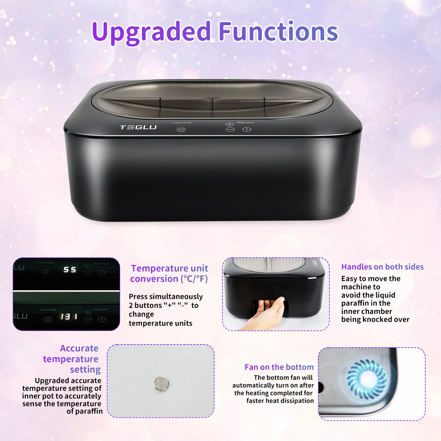 Paraffin Wax Machine for Hand and Feet 4000ML, Paraffin Bath Moisturizing Kit for Hand and Foot Spa at Home, Paraffin Wax Warmer Black