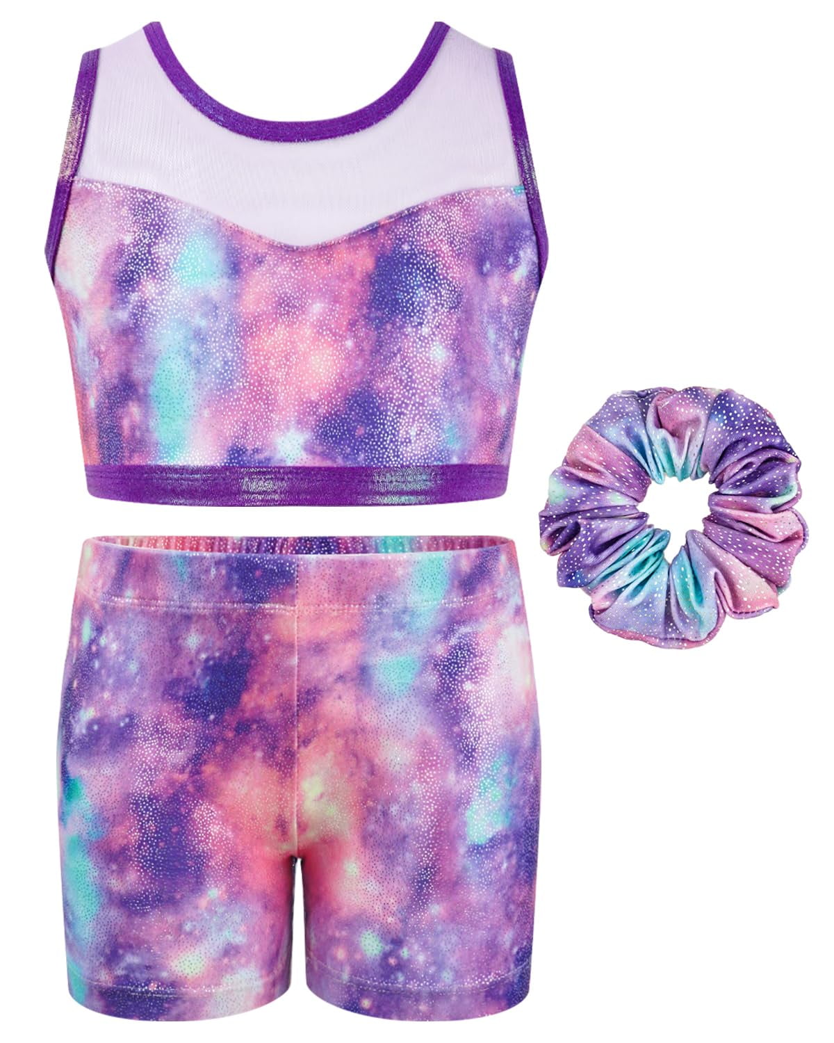 Two Piece Leotards for Girls Gymnastics with Shorts Ballet Tumbling Outfit Hollow Back Design