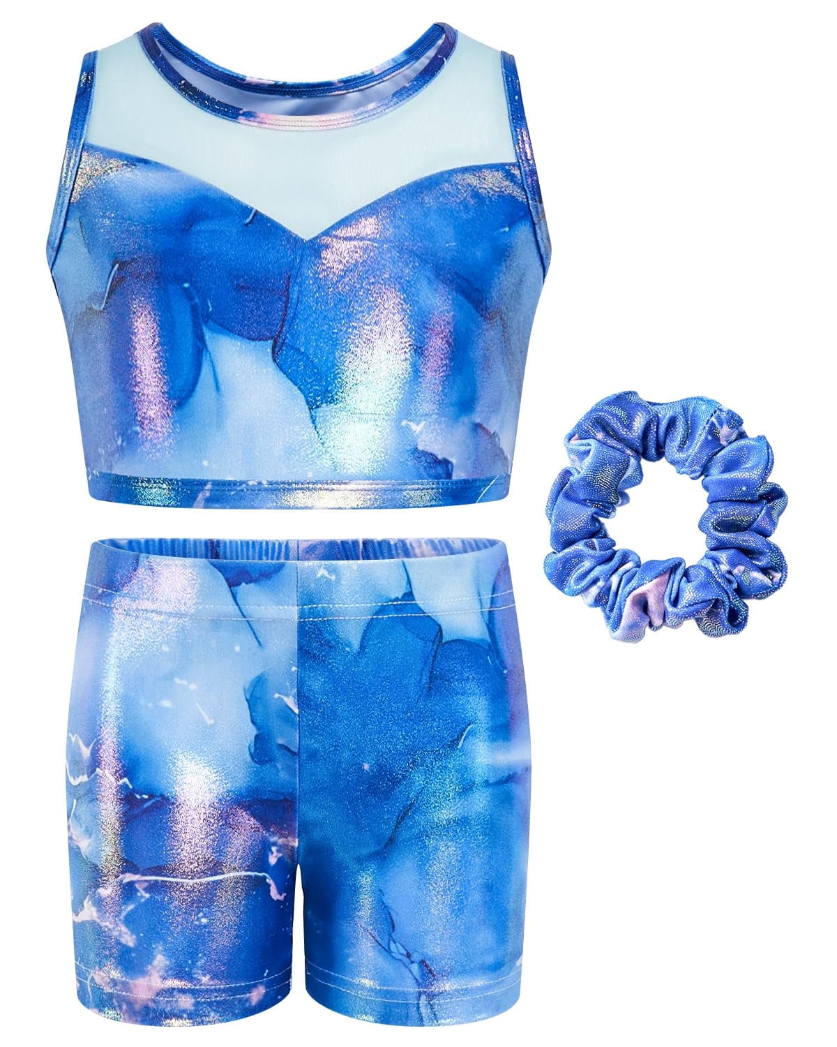 Two Piece Leotards for Girls Gymnastics with Shorts Ballet Tumbling Outfit Hollow Back Design