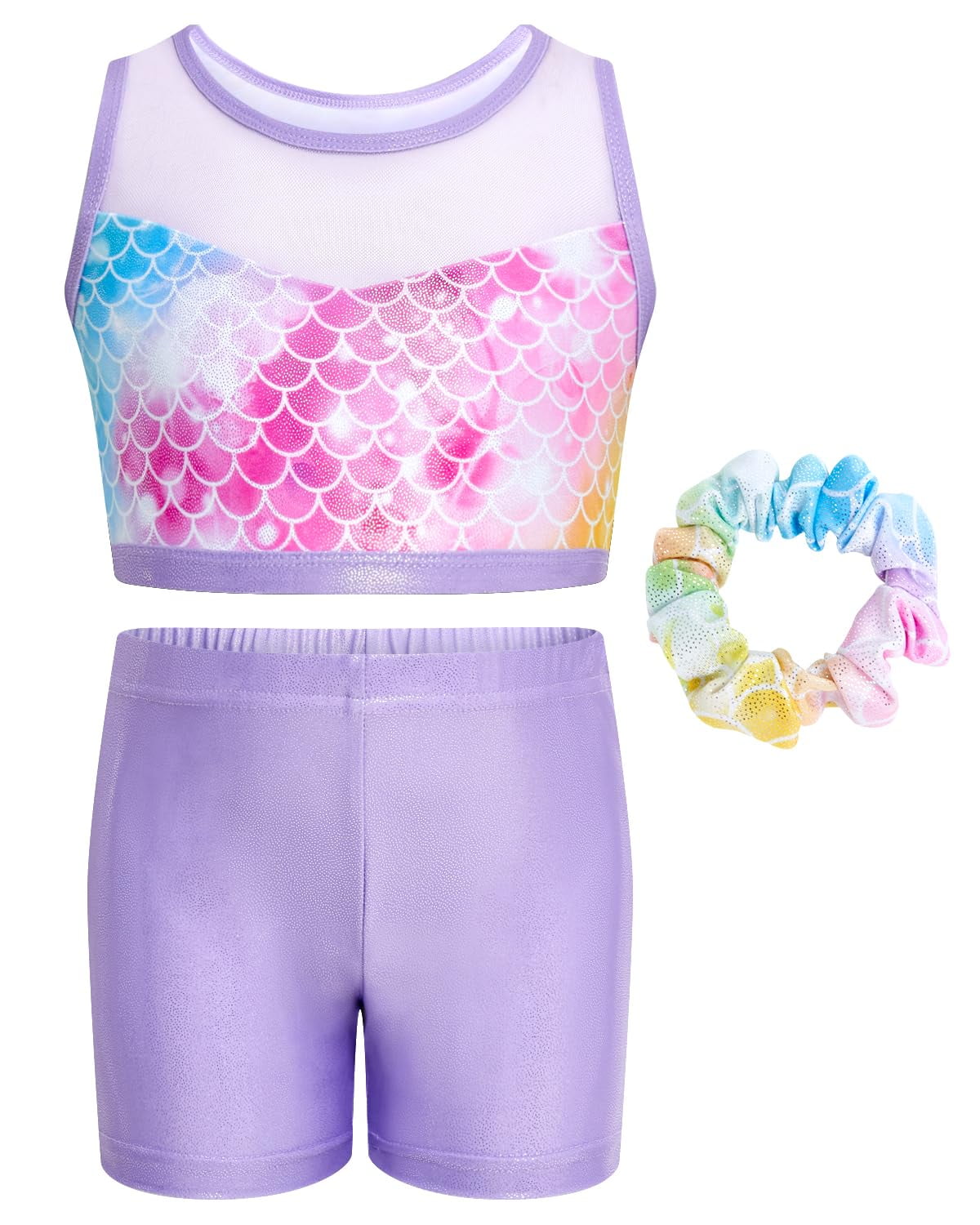 Two Piece Leotards for Girls Gymnastics with Shorts Ballet Tumbling Outfit Hollow Back Design