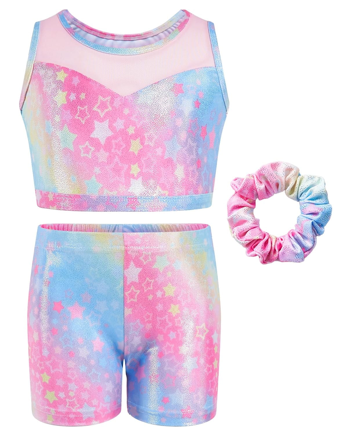 Two Piece Leotards for Girls Gymnastics with Shorts Ballet Tumbling Outfit Hollow Back Design