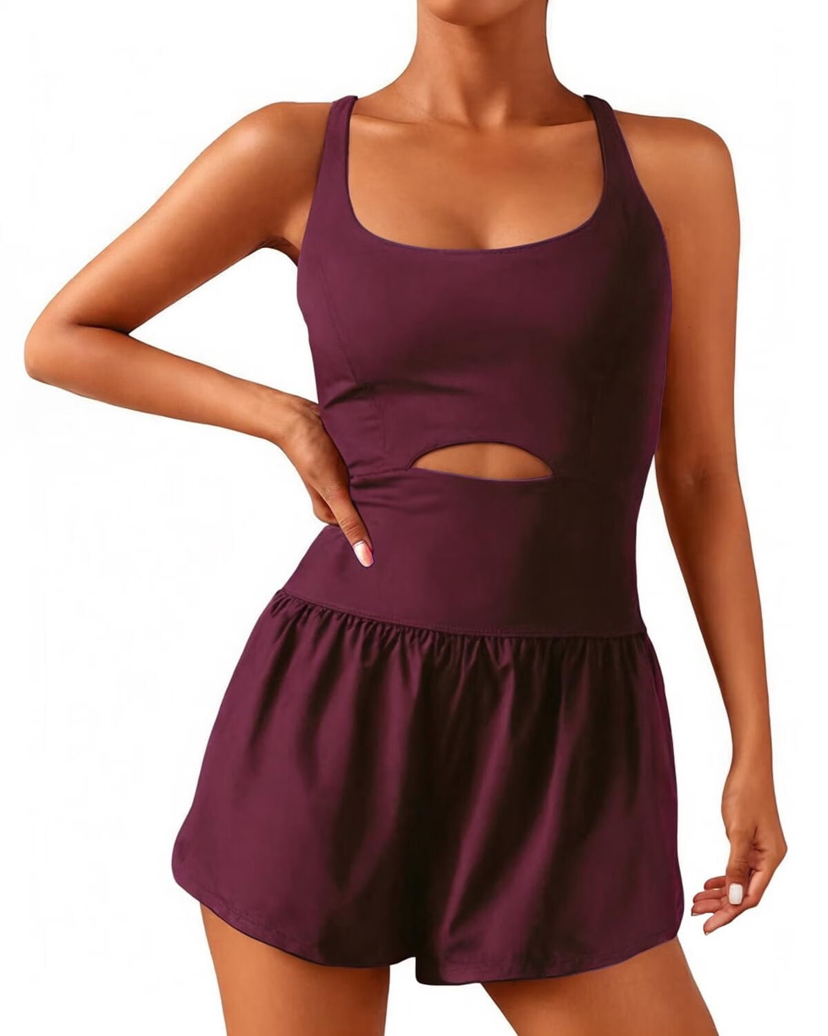 Women Workout Romper Onesie with Padded Bras Sleeveless One Piece Outfits Shorts Atheletic Running Jumpsuit Clothes